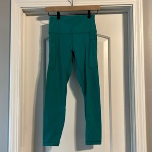 Teal heynuts cropped leggings with pockets